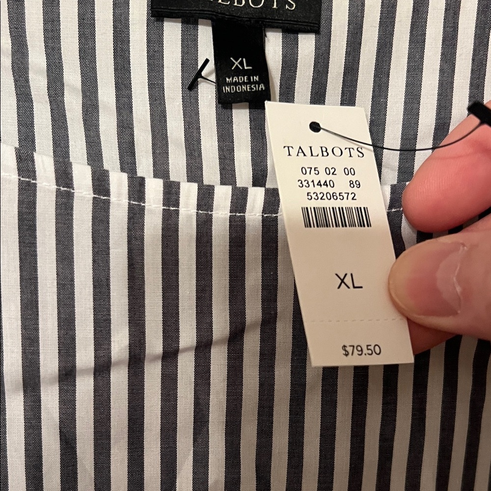 Talbots Black and White Striped Top - Picture 2 of 5